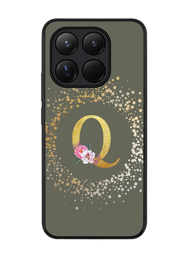 Stylizedd For Xiaomi 15T Case,Slim fit Camera Protection, Shockproof Thin Phone cover  - Custom Monogram Floral - Q  (Olive Green ) - Image 1